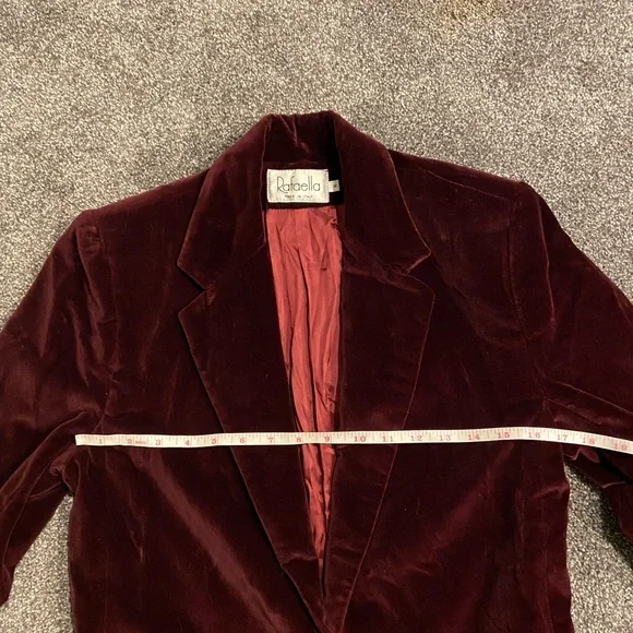 Rafaella Women’s Burgundy Velvet Blazer size 6 business casual 100% cotton - Picture 5 of 7